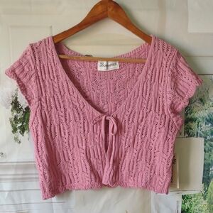 Cropped Cardigan Cotton Blend Size Medium 8-10 Cropped Womens Crochet Balletcore